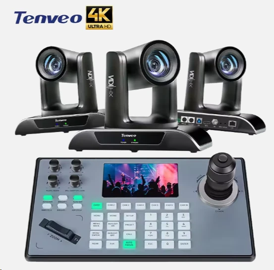 3st 4K 30X Optisk zoomspårning PTZ -kamera med 4D Joystick Controller Group Kit