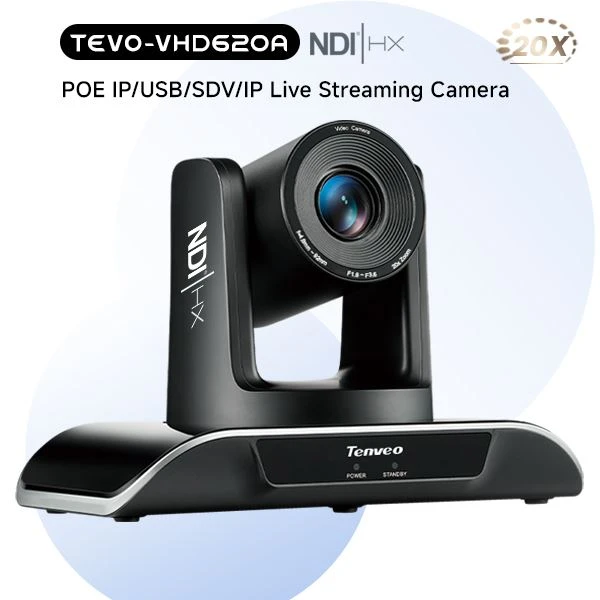 AI Human Tracking Conference Camera SDI USB HDMI och IP -utgångar 1080p@60fps 20x Optisk zoom med Poe