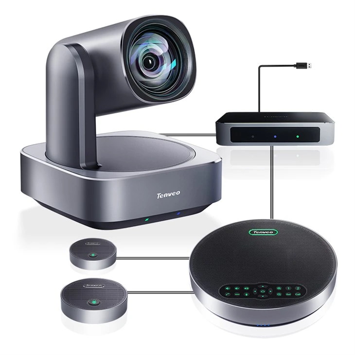 Office Equipment Conference System 4K 12x Optical Zoom Optics PTZ Camera och 9 Meter Voice Pick Up Range Speakerphone