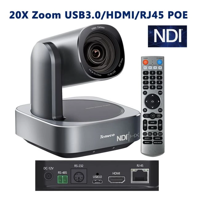 Professionell livestreamingkamera 12x zoom 4K POE NDI Conference PTZ-kamera och IP 4D Joystick Tangentbordskontroll