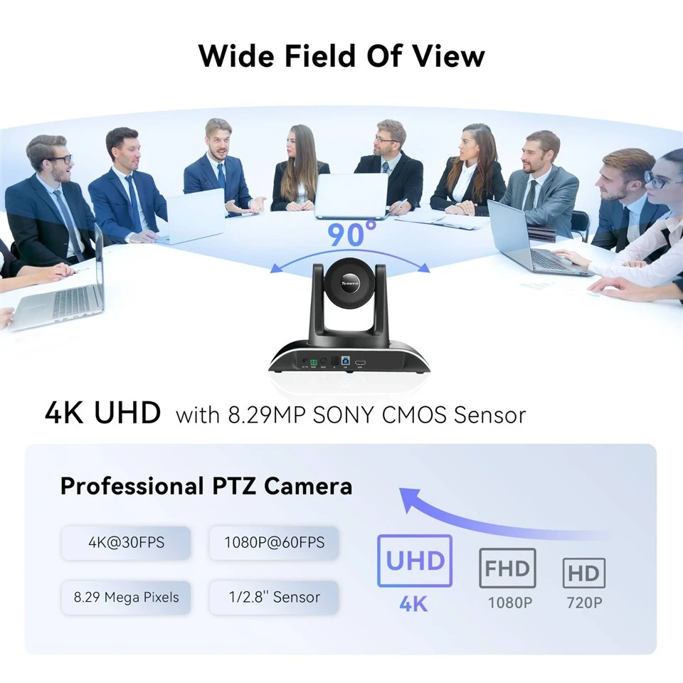 UHD 4K PTZ Conference Camera With 12X Optical Zoom USB3.0 HDMI
