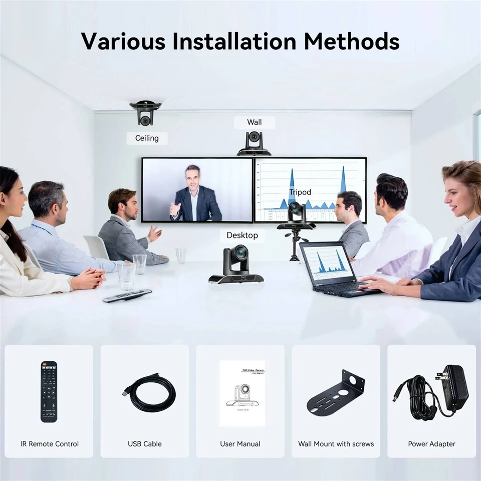 UHD 4K PTZ Conference Camera With 12X Optical Zoom USB3.0 HDMI