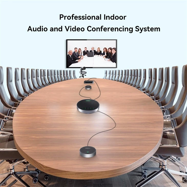 Office equipment conference system 4K 12x optical zoom optics ptz camera and 9 meters voice pick up range speakerphone suppliers